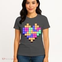 Heart Block Game Valentine's Day Gamer Love Women's T-Shirt thumb 4