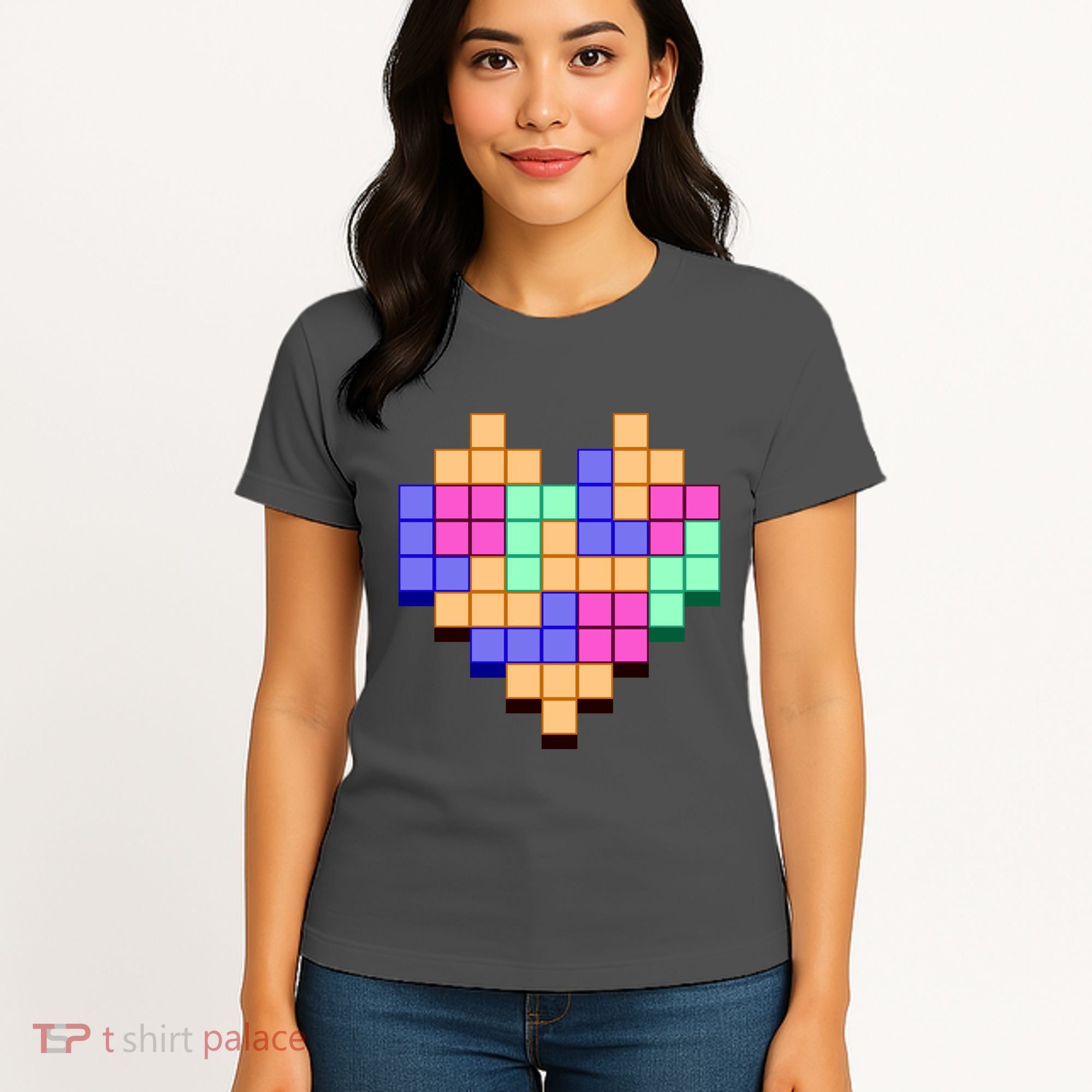 Heart Block Game Valentine's Day Gamer Love Women's T-Shirt
