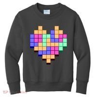 Heart Block Game Valentine's Day Gamer Love Kids Sweatshirt thumb 0