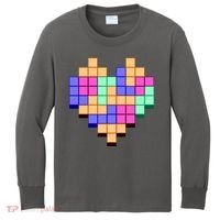 Heart Block Game Valentine's Day Gamer Love Kids Long Sleeve Shirt thumb 0