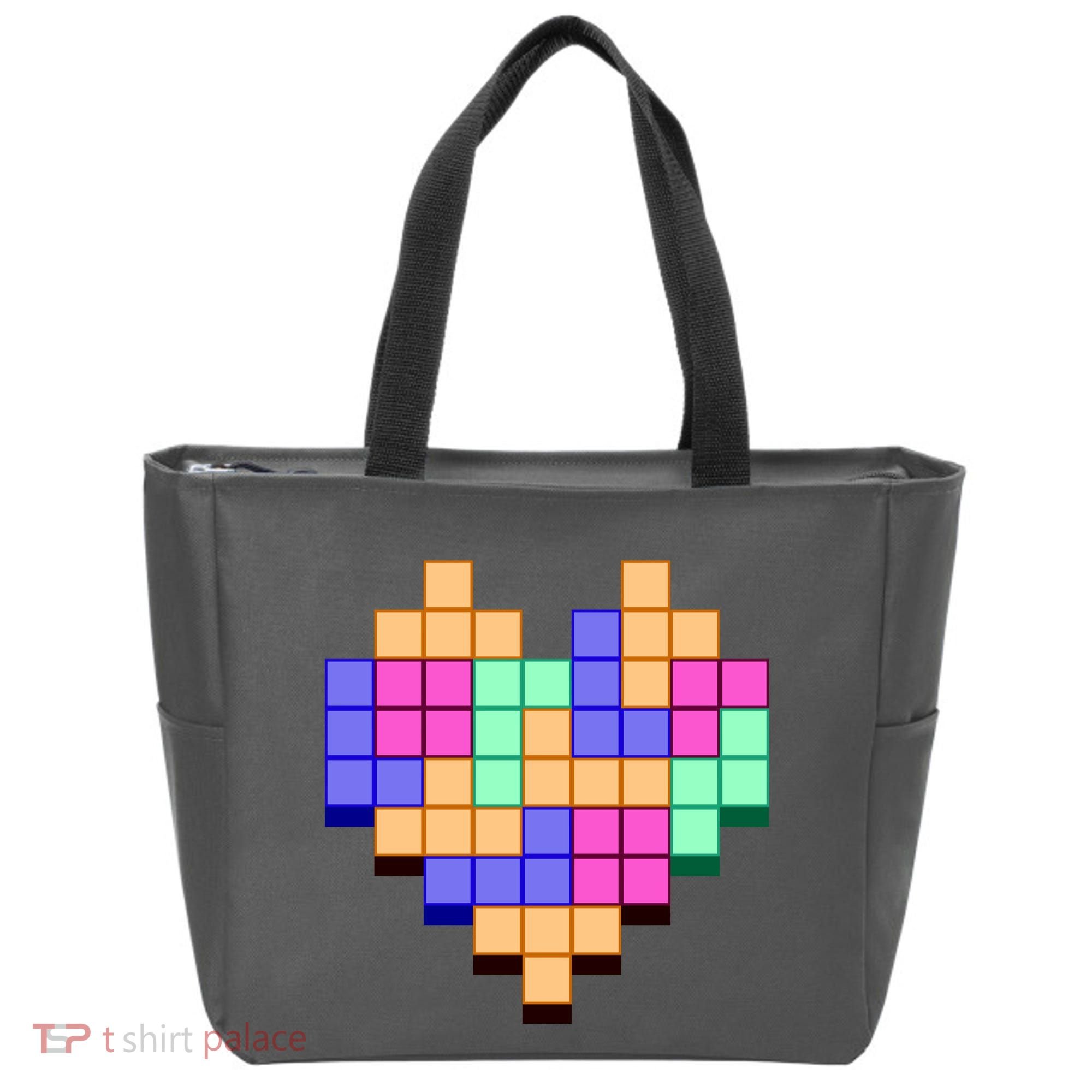 Heart Block Game Valentine's Day Gamer Love Tote Bag