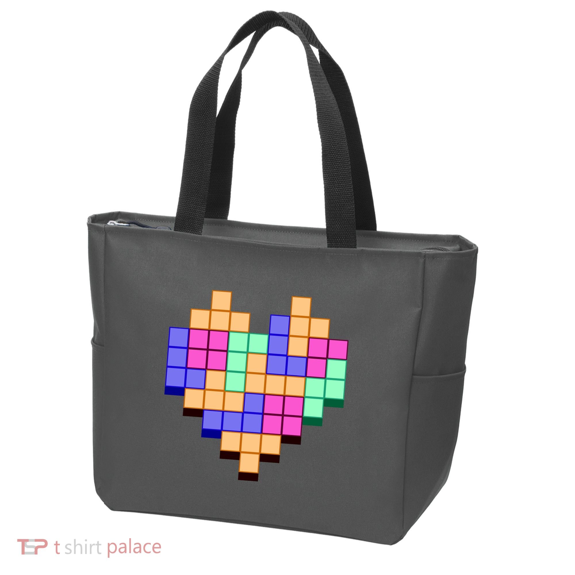 Heart Block Game Valentine's Day Gamer Love Tote Bag