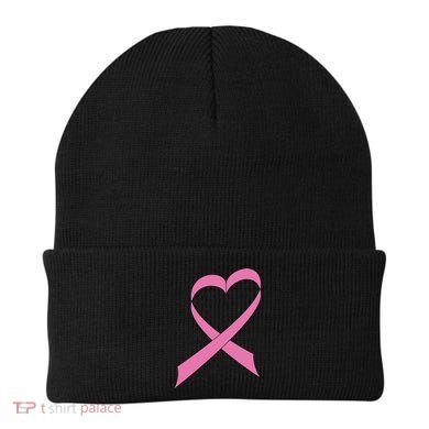 Heart Breast Cancer Ribbon Beanie