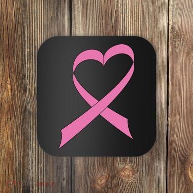 Heart Breast Cancer Ribbon Coaster