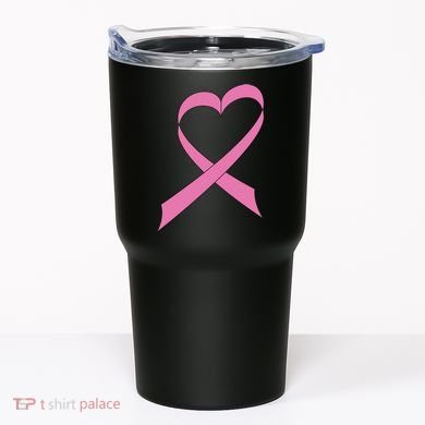 Heart Breast Cancer Ribbon Tumbler