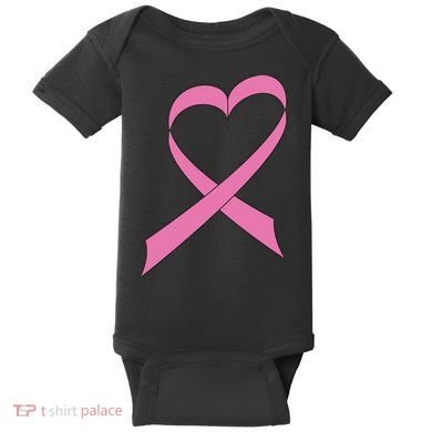 Heart Breast Cancer Ribbon Baby Bodysuit