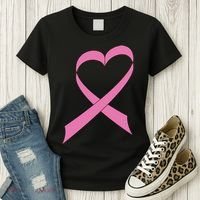 Heart Breast Cancer Ribbon Women's T-Shirt thumb 3