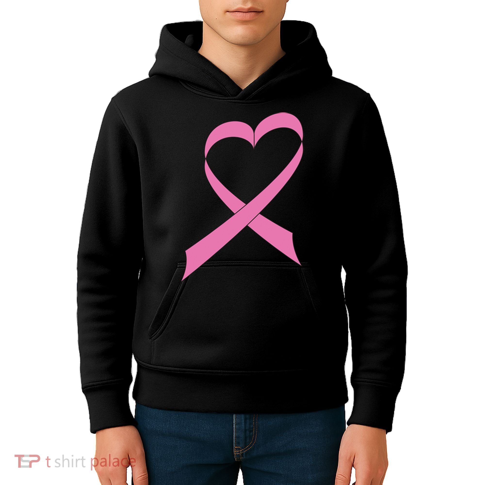 Heart Breast Cancer Ribbon Kids Hoodie