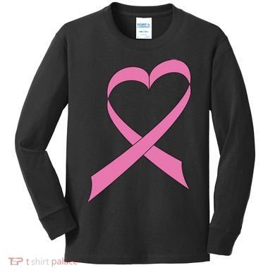 Heart Breast Cancer Ribbon Kids Long Sleeve Shirt
