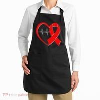 Heart Disease Health Awareness Heartbeat Red Ribbon Apron thumb 2