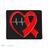 Heart Disease Health Awareness Heartbeat Red Ribbon Mousepad thumb 0