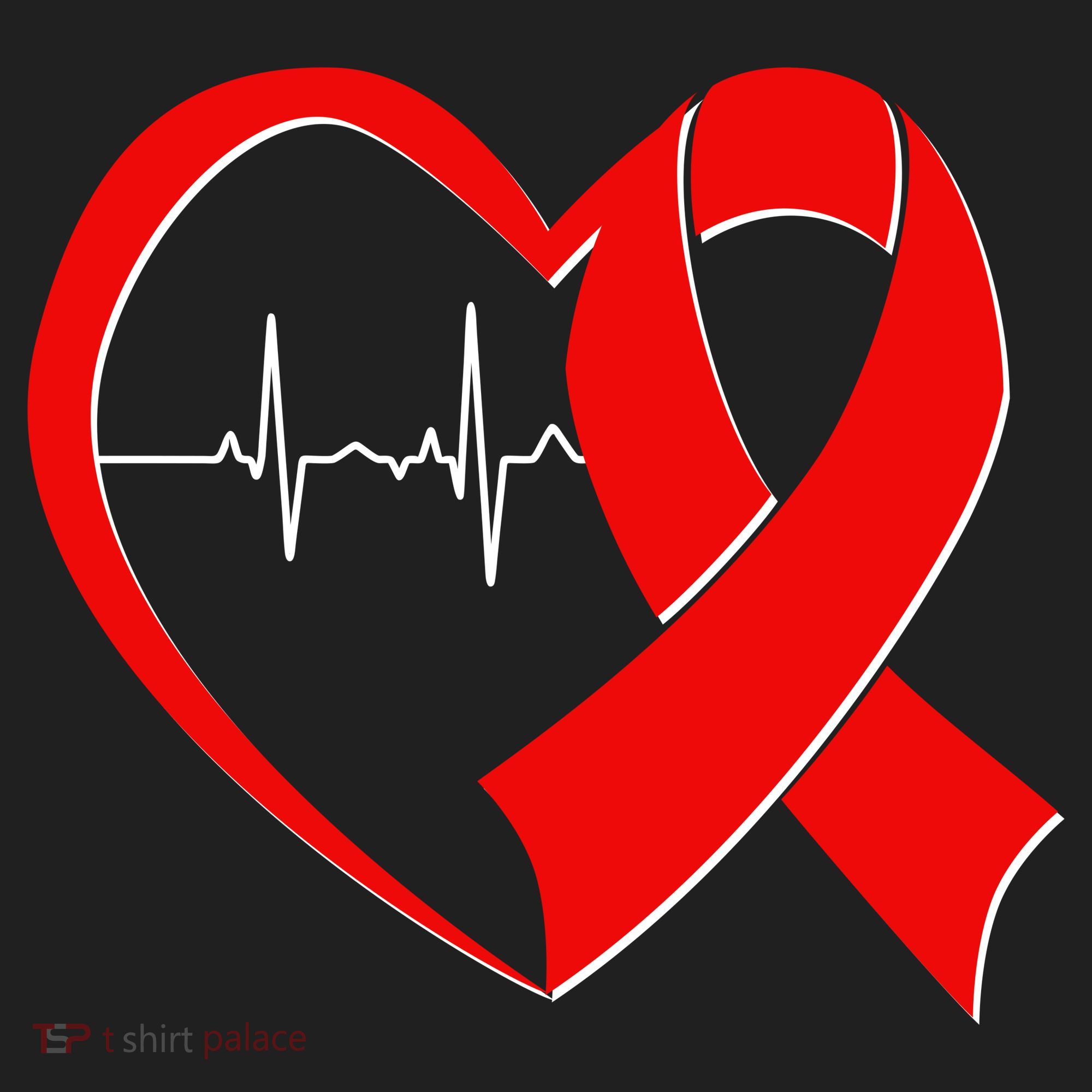 Heart Disease Health Awareness Heartbeat Red Ribbon Golf Towel