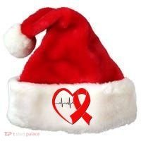 Heart Disease Health Awareness Heartbeat Red Ribbon Santa Hat thumb 0