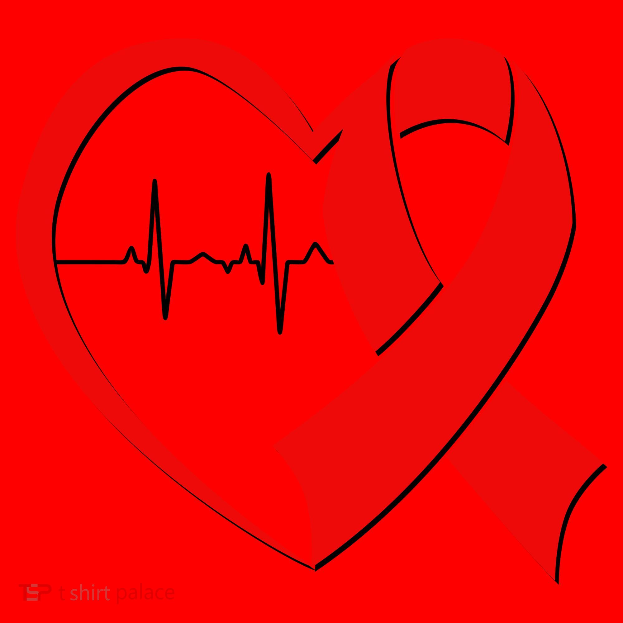 Heart Disease Health Awareness Heartbeat Red Ribbon Santa Hat