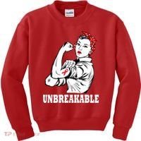 Heart Diseases Unbreakable We Can Do It Kids Sweatshirt thumb 0