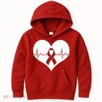 Heart Health Awareness Heartbeat Kids Hoodie thumb 0