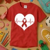 Heart Health Awareness Heartbeat Kids T-Shirt thumb 3