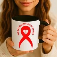 Heart Health Awareness Red Ribbon Coffee Mug thumb 3