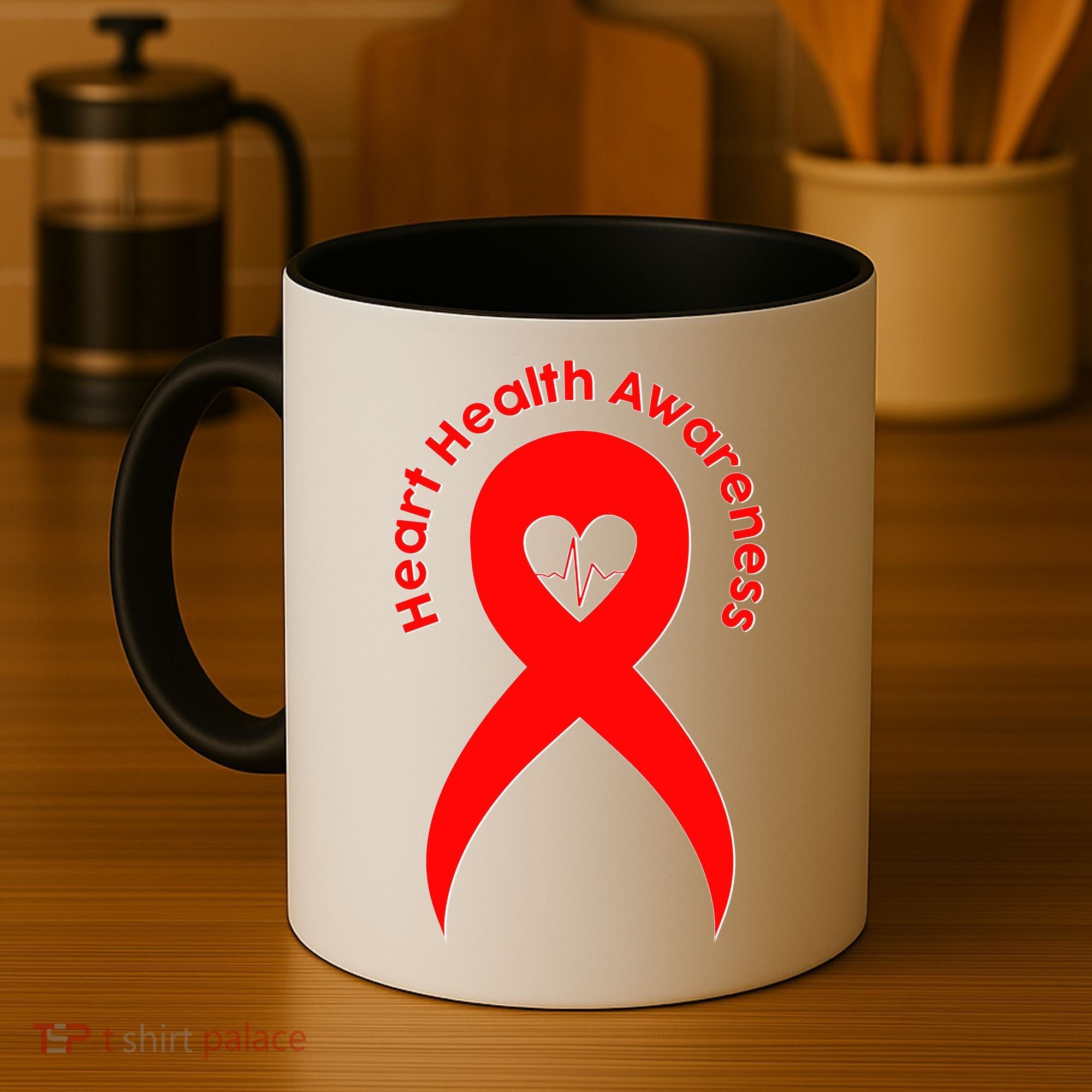 Heart Health Awareness Red Ribbon Coffee Mug