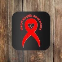 Heart Health Awareness Red Ribbon Coaster thumb 0