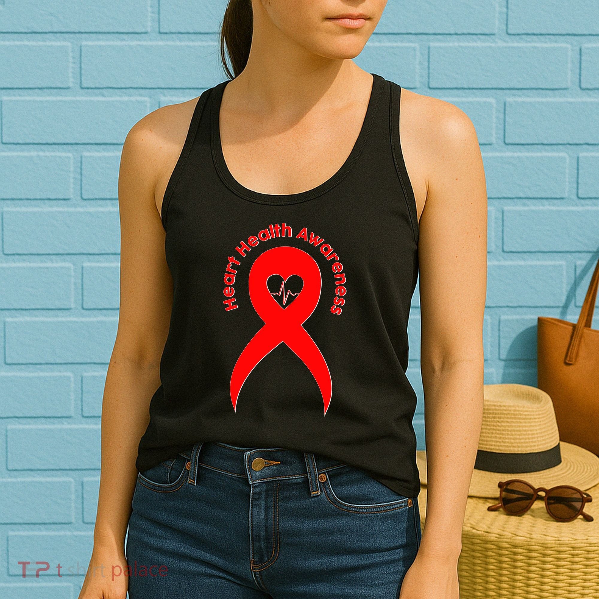 Heart Health Awareness Red Ribbon Women's Tank Top