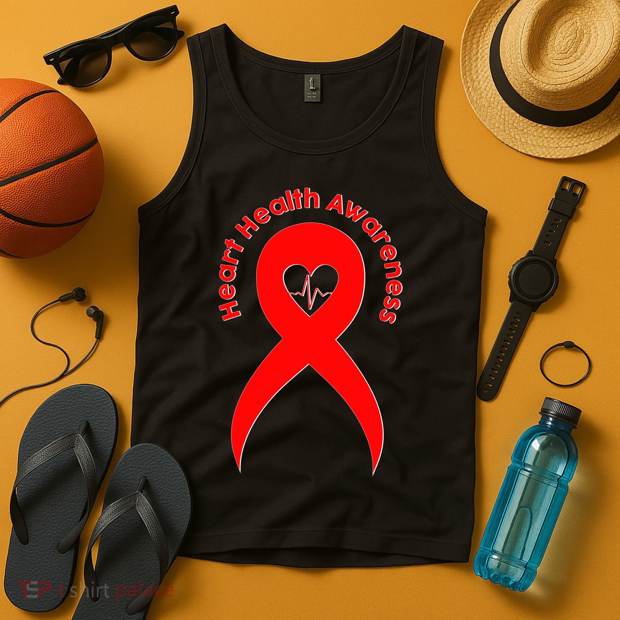 Heart Health Awareness Red Ribbon Tank Top
