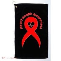 Heart Health Awareness Red Ribbon Golf Towel thumb 0
