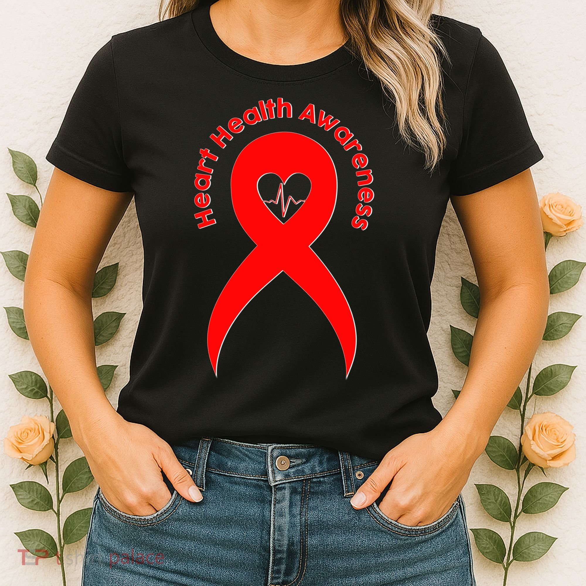 Heart Health Awareness Red Ribbon Women's T-Shirt