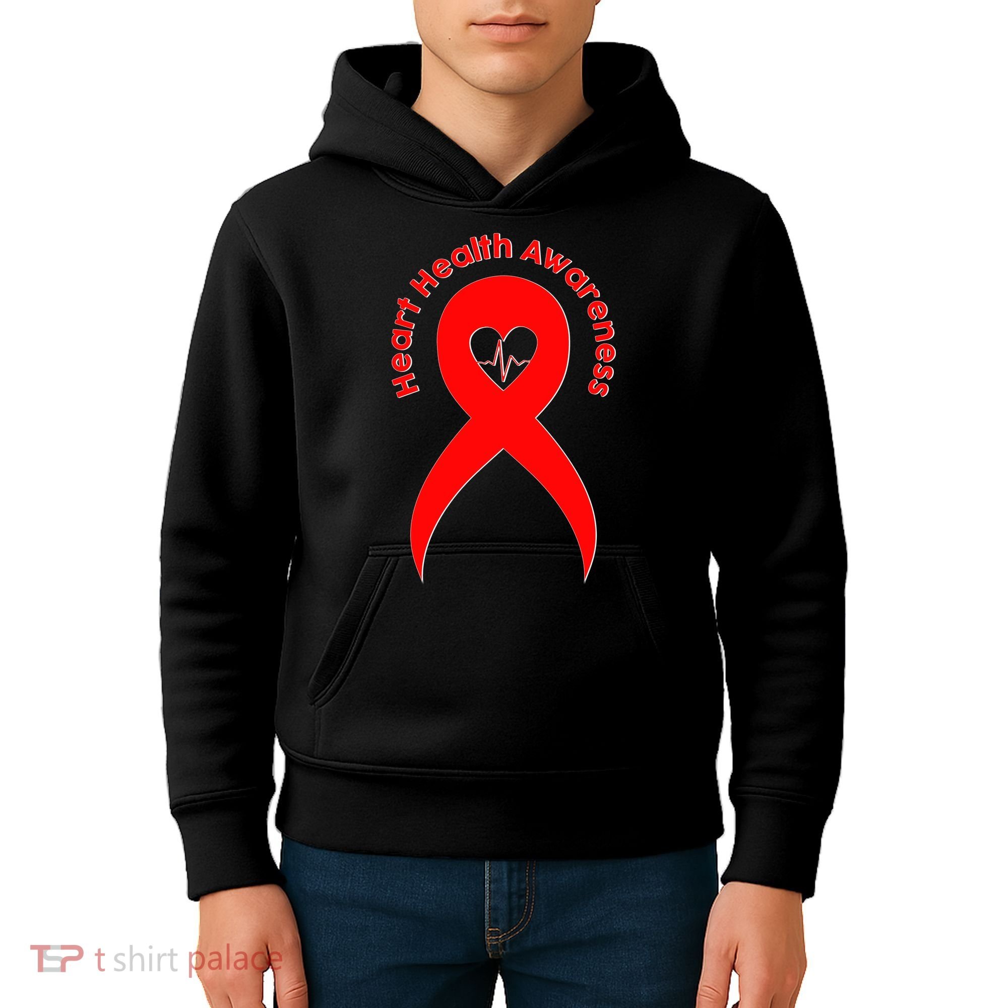Heart Health Awareness Red Ribbon Kids Hoodie
