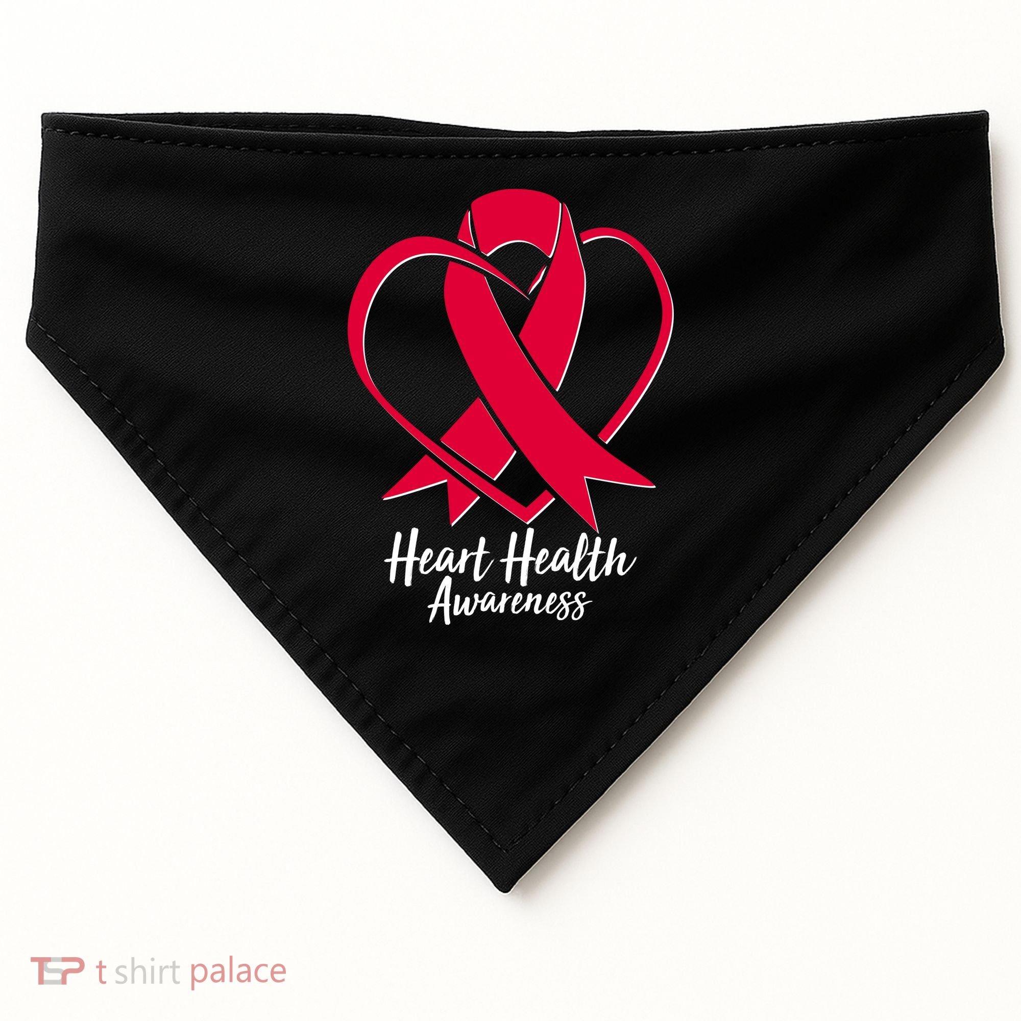 Heart Health Awareness Ribbon USA-Made Doggie Bandana
