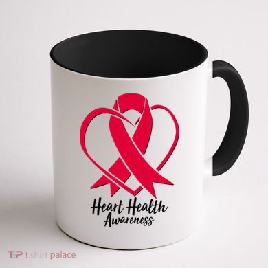 Heart Health Awareness Ribbon Coffee Mug back