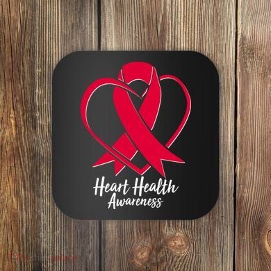 Heart Health Awareness Ribbon Coaster