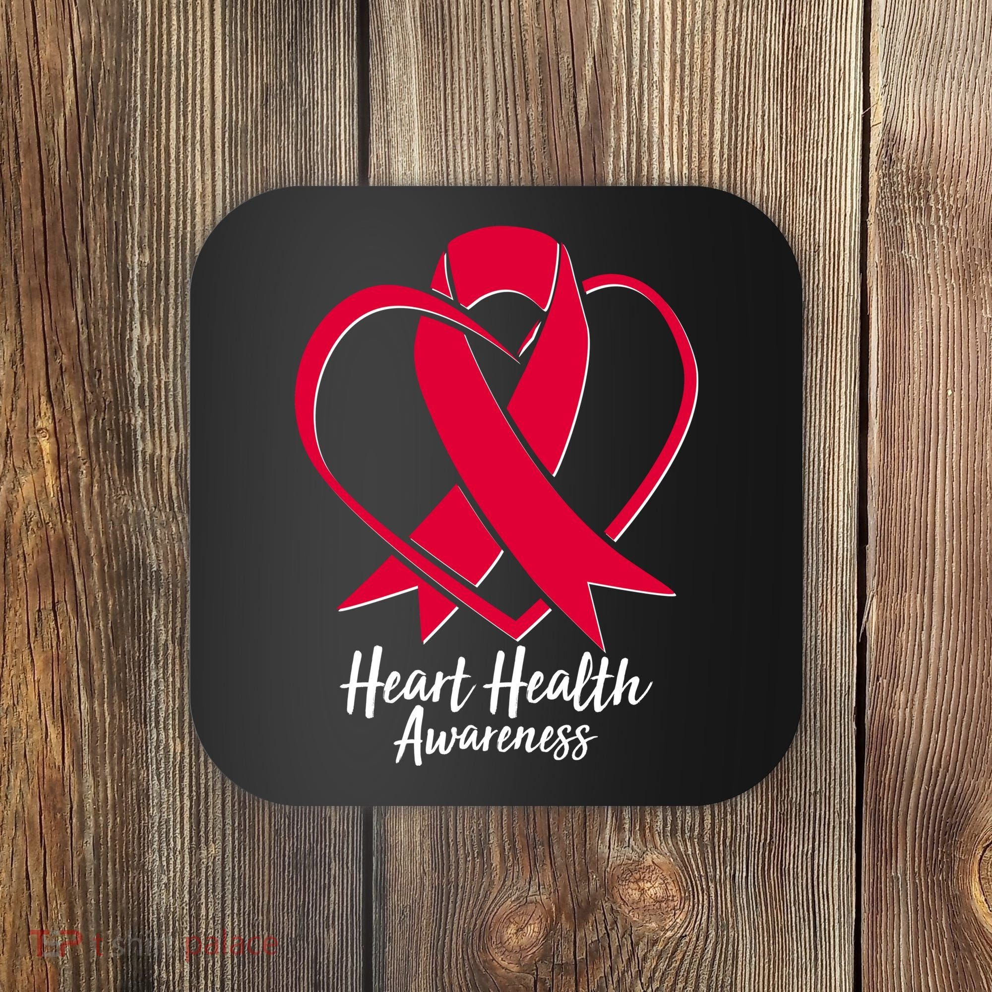 Heart Health Awareness Ribbon Coaster