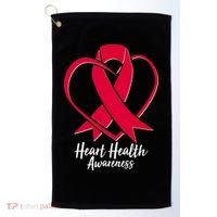 Heart Health Awareness Ribbon Golf Towel thumb 0