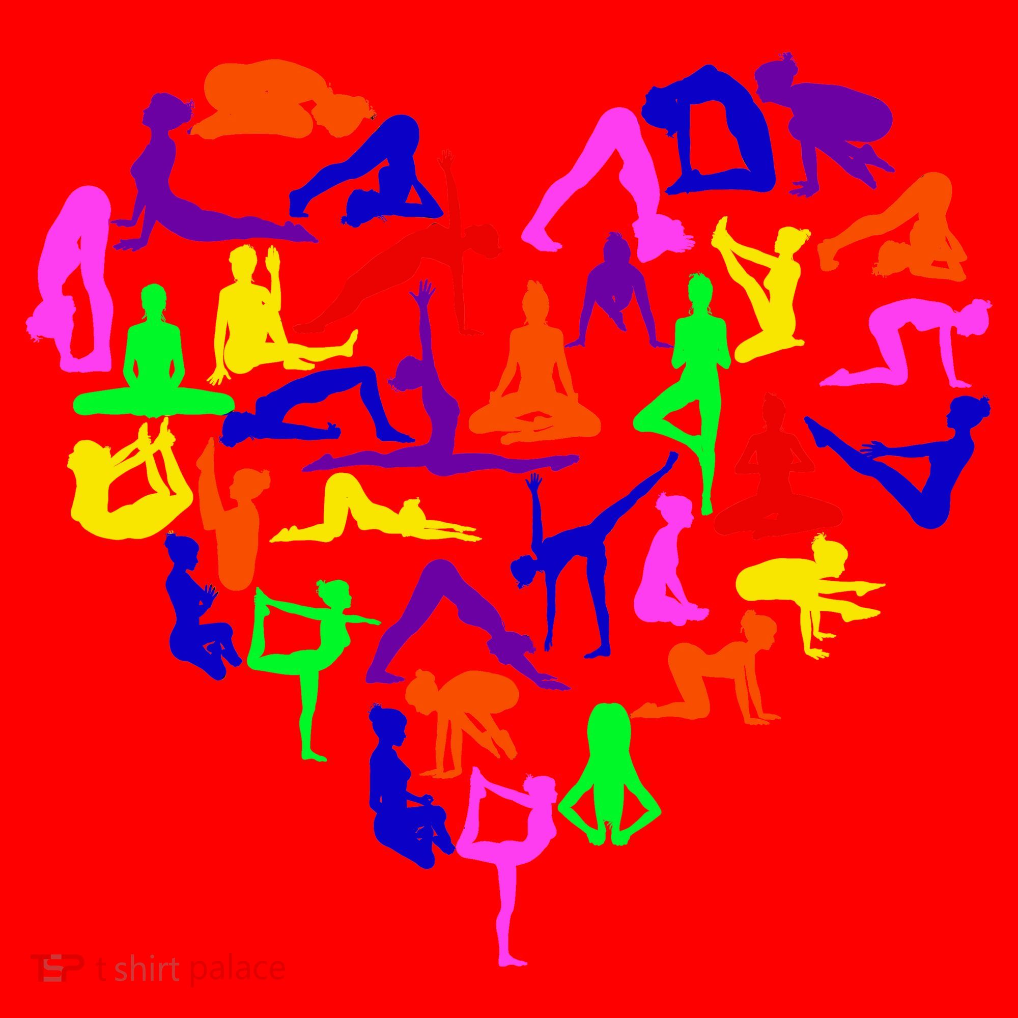 Heart Made Up Of YOGA Positions Santa Hat