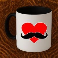 Heart Mustache Funny Valentine's Day Logo Coffee Mug thumb 2