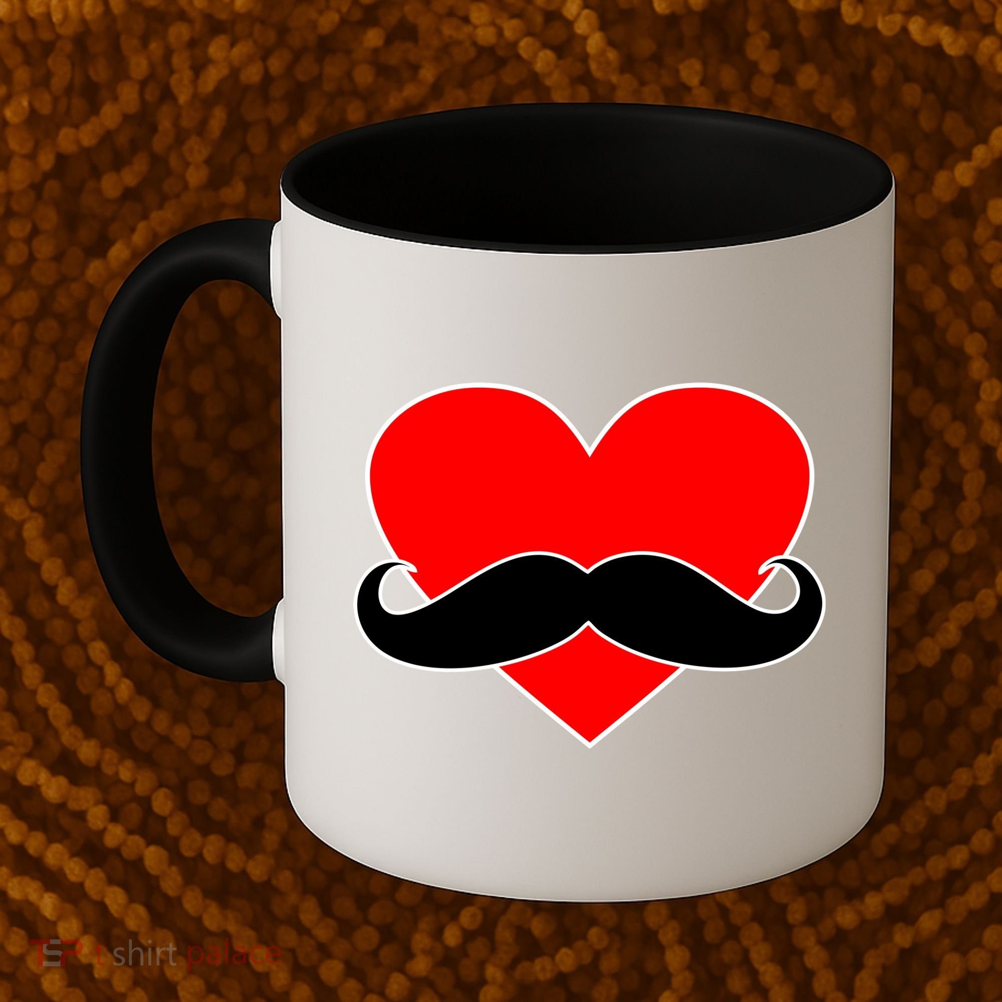 Heart Mustache Funny Valentine's Day Logo Coffee Mug