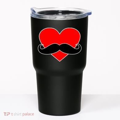 Heart Mustache Funny Valentine's Day Logo Tumbler