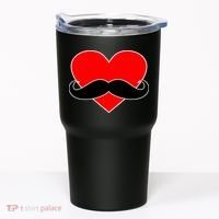 Heart Mustache Funny Valentine's Day Logo Tumbler thumb 0