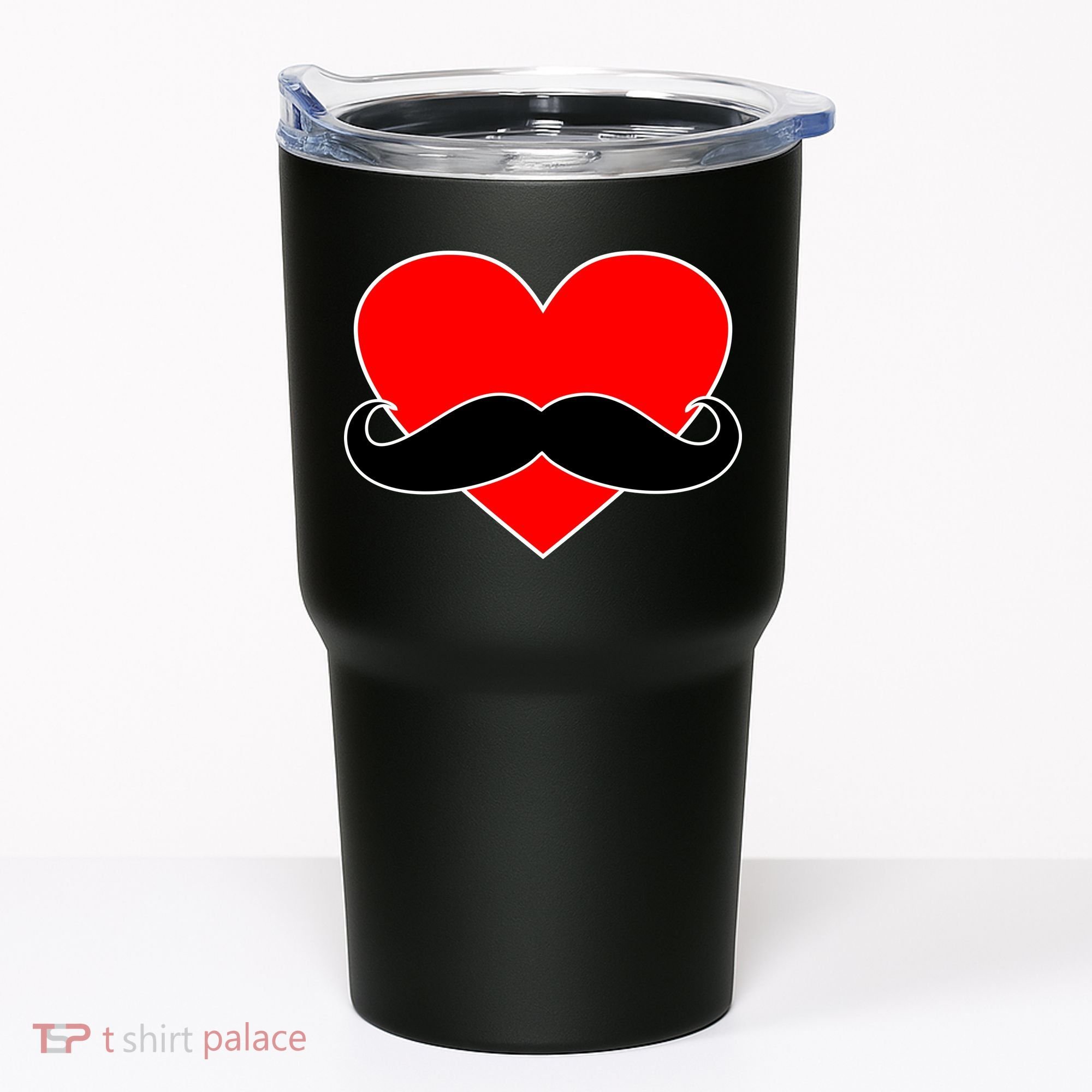 Heart Mustache Funny Valentine's Day Logo Tumbler