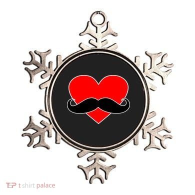 Heart Mustache Funny Valentine's Day Logo Ornament