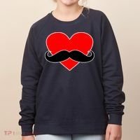Heart Mustache Funny Valentine's Day Logo Women's Sweatshirt thumb 0