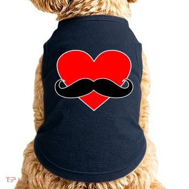 Heart Mustache Funny Valentine's Day Logo Doggie Tank
