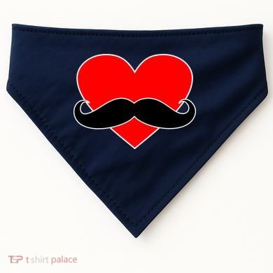 Heart Mustache Funny Valentine's Day Logo USA-Made Doggie Bandana