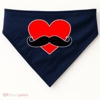 Heart Mustache Funny Valentine's Day Logo USA-Made Doggie Bandana thumb 0
