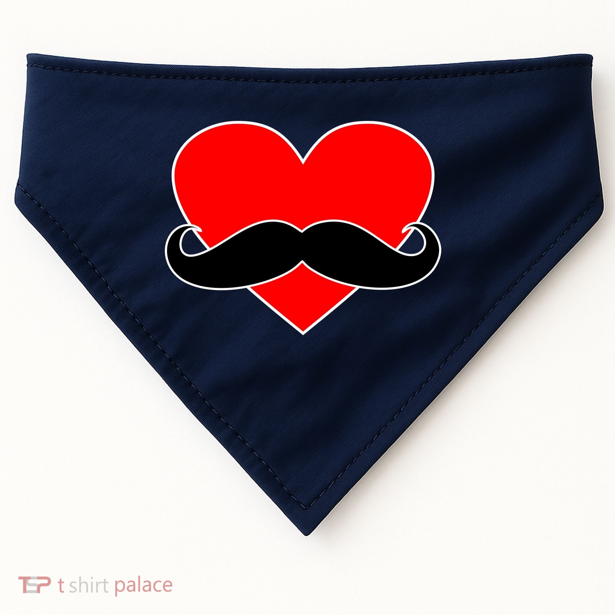Heart Mustache Funny Valentine's Day Logo USA-Made Doggie Bandana