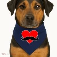 Heart Mustache Funny Valentine's Day Logo USA-Made Doggie Bandana thumb 1