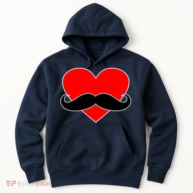 Heart Mustache Funny Valentine's Day Logo Hoodie