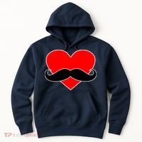 Heart Mustache Funny Valentine's Day Logo Hoodie thumb 0