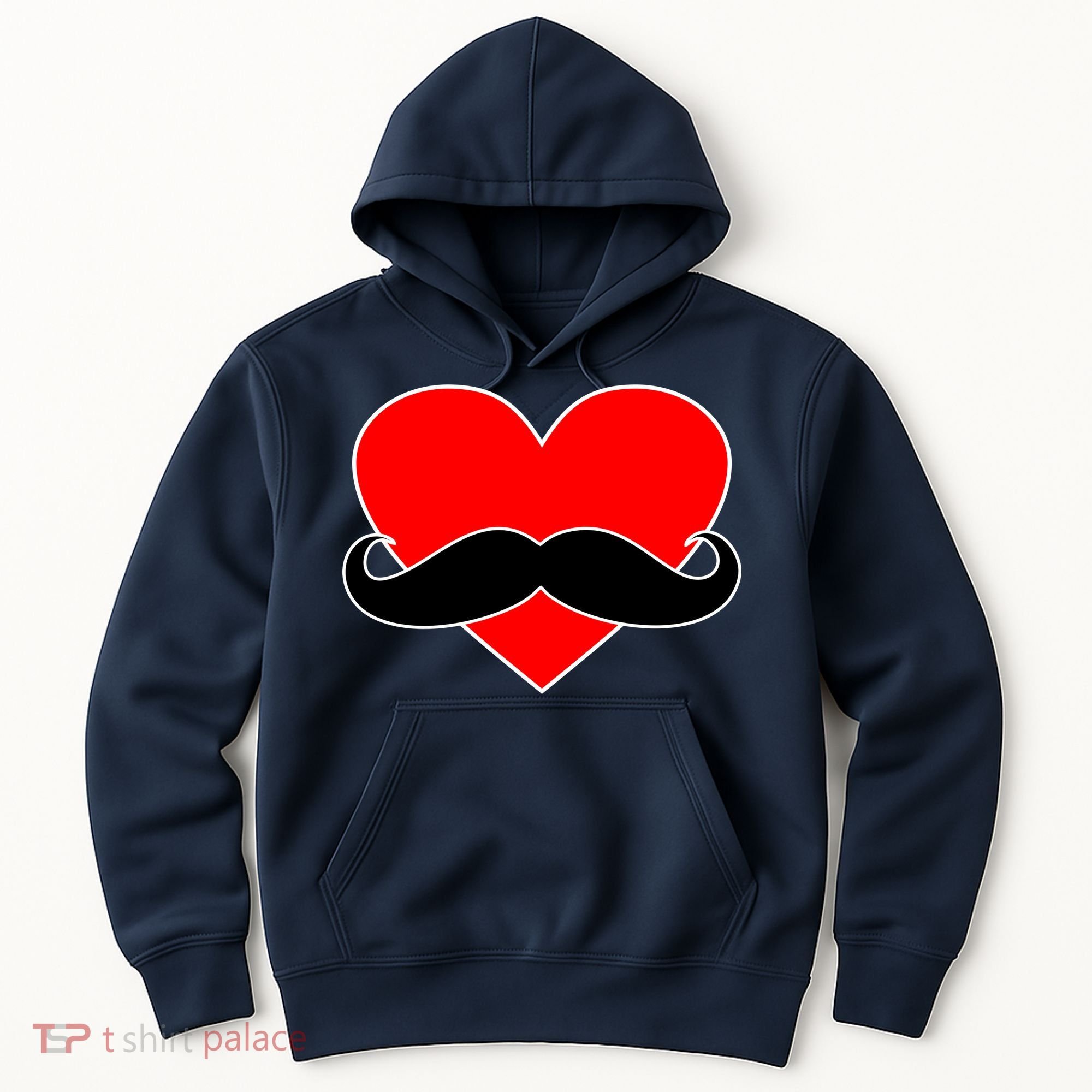Heart Mustache Funny Valentine's Day Logo Hoodie